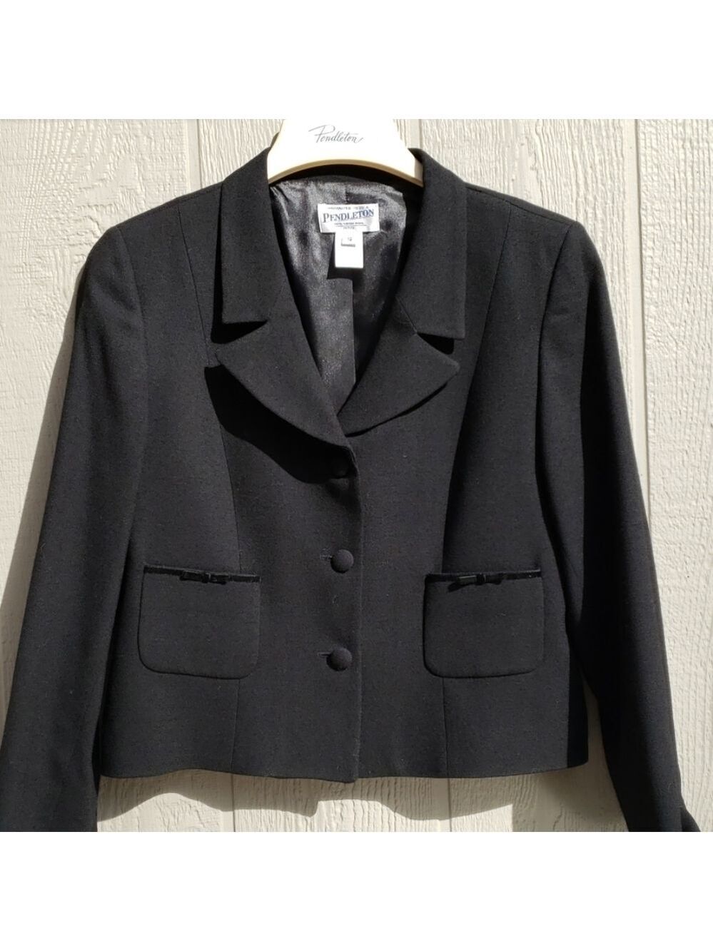 Pendleton Dress Crop Jacket 12P Wool Black VGUC See Description.